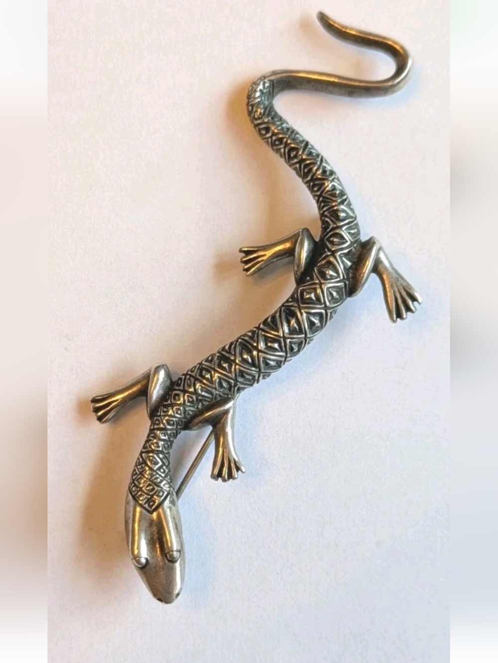 Vintage Kabana (KBN) sterling silver lizard brooch with beautiful Texture 3.2"